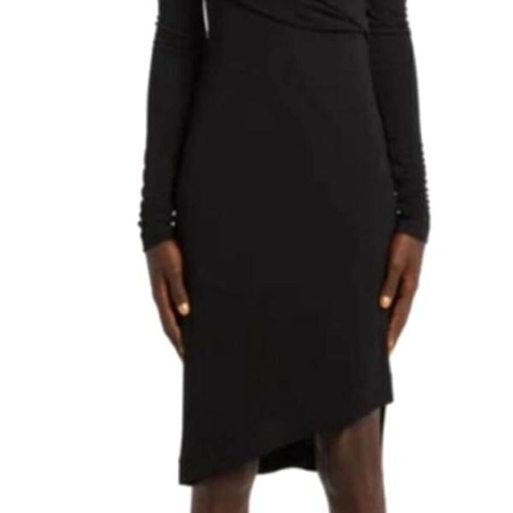 NWT OFF-WHITE Fluid Jersey Twisted Long Sleeve Dress in black sz 36 (US 4)